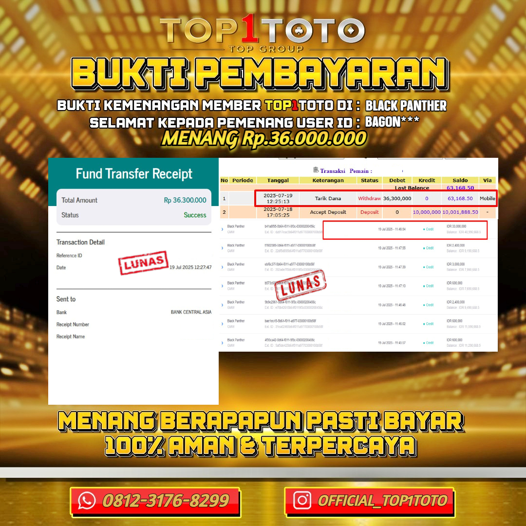 TOP1TOTO JACKPOT SLOT BLACK PANTHER Rp.36.000.000 - LUNAS USER ID : BAGON***