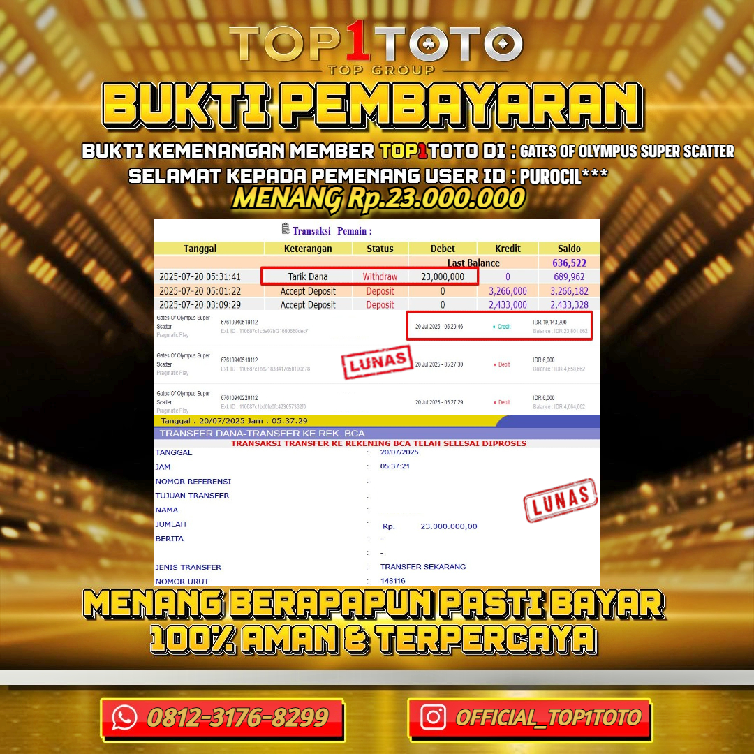 TOP1TOTO JACKP0T SLOT GATES OF OLYMPUS SUPER SCATTER Rp.23.000.000 - LUNAS USER ID : PUROCIL***